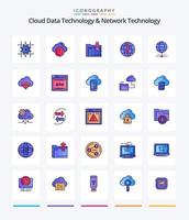 kreativ moln data teknologi och nätverk teknologi 25 linje fylld ikon packa sådan som förbindelse. värld. mapp. browser . klot vektor