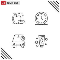 Stock Vector Icon Pack mit 4 Zeilenzeichen und Symbolen für Apple Star Media Web Beauty editierbare Vektordesign-Elemente