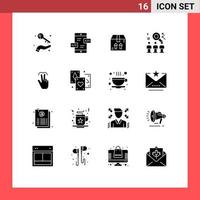 universell ikon symboler grupp av 16 modern fast glyfer av gester användare mobil team resurs redigerbar vektor design element