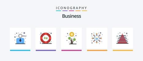 Business Flat 5 Icon Pack inklusive Marketing. Geschäft. profitieren. Soziales Netzwerk. Verbindungen. kreatives Symboldesign vektor