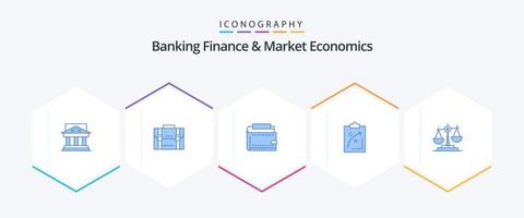bank finansiera och marknadsföra ekonomi 25 blå ikon packa Inklusive finansiera. plånbok. portfölj. resväska. marknadsföring vektor