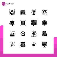 Stock Vector Icon Pack mit 16 Zeilenzeichen und Symbolen für Rauchmüll medizinische Feuerbelohnung editierbare Vektordesign-Elemente