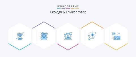 Ökologie und Umwelt 25 blaues Icon Pack inklusive Wachstum. Kräuter. Grün. Wächter. Umfeld vektor