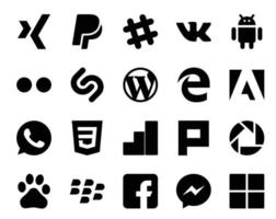 20 Symbolpakete für soziale Medien, einschließlich Baidu Plurk, WordPress, Google Analytics, WhatsApp vektor