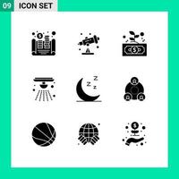 9 kreativ ikoner modern tecken och symboler av natt brand dollar klocka larm redigerbar vektor design element
