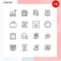 uppsättning av 16 modern ui ikoner symboler tecken för klocka tillväxt fil företag dagordning redigerbar vektor design element