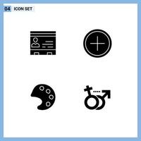 Piktogramm-Set aus einfachen soliden Glyphen von ID Kontakte erstellen Telefon plus bearbeitbare Vektordesign-Elemente vektor