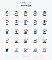 kreative mobile Apps 25 Zeilen gefülltes Icon Pack wie Telefon. Datum. Lernen. Kalender. Agenda vektor
