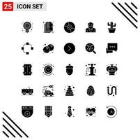 Aktienvektor-Icon-Pack mit 25 Zeilenzeichen und Symbolen für den alten Mann, Opa, Drucktechnologie, Elektronik, editierbare Vektordesign-Elemente vektor