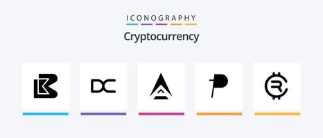 Cryptocurrency Glyph 5 Icon Pack inklusive Coin. Krypto . Kryptowährung. Münze. kreatives Symboldesign vektor