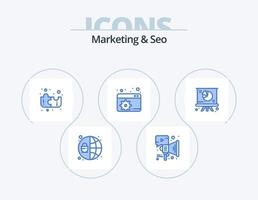 Marketing und SEO Blue Icon Pack 5 Icon Design. . Kuchen. Puzzle. Graph. seo vektor