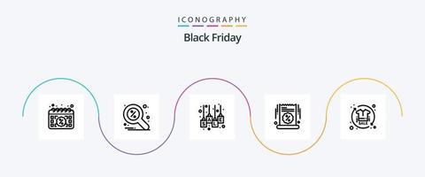 Black Friday Line 5 Icon Pack inklusive Sale. großer Verkauf. suchen. großer Verkauf. Verkaufsetikett vektor