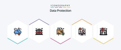 Datenschutz 25 gefüllte Symbolpakete einschließlich . Laptop. Sicherheit. Virenschutz. Schnittstelle vektor