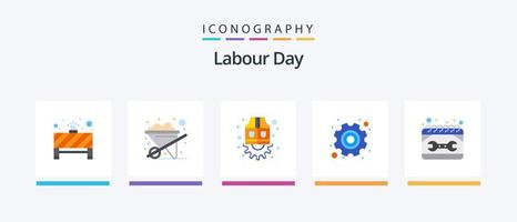 Labor Day Flat 5 Icon Pack inklusive Wartung. Kalender. Arbeit. Arbeit. Gang. kreatives Symboldesign vektor