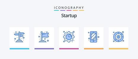 Startup Blue 5 Icon Pack inklusive Geld. Graph. Uhr. Diagramm. Smartphone. kreatives Symboldesign vektor