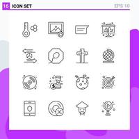 uppsättning av 16 modern ui ikoner symboler tecken för lämna tillbaka leverans chattar låda strategi redigerbar vektor design element