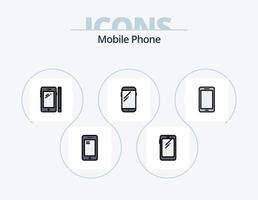 Handyleitung gefüllt Icon Pack 5 Icon Design. . . zurück. Powerbank. Handy, Mobiltelefon vektor
