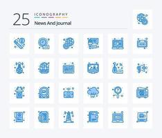 Nyheter 25 blå Färg ikon packa Inklusive meddelande. dator. värld bred. e-post. inspelning vektor