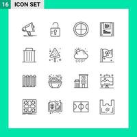 Gliederungspackung mit 16 universellen Symbolen für Recycling, Dekoration, Entschlüsselung, Grafik, editierbare Vektordesign-Elemente vektor