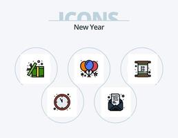 Neujahrslinie gefüllt Icon Pack 5 Icon Design. . Licht. Gespräch. Feuer. sprühen vektor