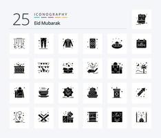 Eid Mubarak 25 solides Glyphen-Icon-Pack inklusive Namaz. Teppich. eid. eid. Mode vektor