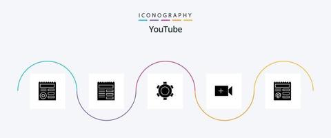 Youtube glyf 5 ikon packa Inklusive manu. grundläggande. grundläggande. ui. video vektor