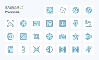 25 blaue Icon-Packs für Fotostudios vektor