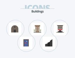 byggnader platt ikon packa 5 ikon design. affär främre. byggnader. modern byggnad. verklig egendom. islamic byggnad vektor