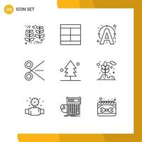 9 kreative Symbole moderne Zeichen und Symbole des ui-Scheren-Layout-Büros verbinden bearbeitbare Vektordesign-Elemente vektor