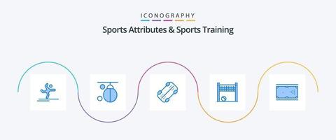 sporter attribut och sporter Träning blå 5 ikon packa Inklusive kö. volleyboll. Träning. netto. spel vektor