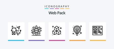 Web Pack Line 5 Icon Pack inklusive . Standort. Buchseite. Netz. Gang. kreatives Symboldesign vektor