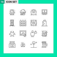 16 thematische Vektorumrisse und editierbare Symbole von Office-Dateien Box Schubladenschrank editierbare Vektordesign-Elemente vektor