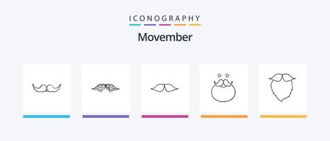 Movember linje 5 ikon packa Inklusive . manlig. uthärdade. flyttar. kreativ ikoner design vektor