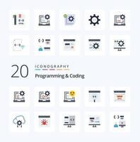 20 programmering och kodning platt Färg ikon packa tycka om fel utveckla utveckling utveckling kodning vektor