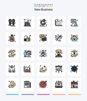 kreatives neues Geschäft 25 Zeilen gefülltes Icon Pack wie Chat. Wirtschaft. Berg. Geschäft. Pfeile vektor
