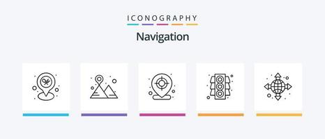 Navigationslinie 5 Icon Pack inklusive . Karte. Navigation. kreatives Symboldesign vektor