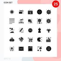 Packung mit 25 kreativen soliden Glyphen von Symbolen Zeichenmesser Kosmos Edelstein editierbare Vektordesign-Elemente vektor