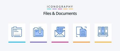 filer och dokument blå 5 ikon packa Inklusive data. innehåll. ladda ner. brev. e-post. kreativ ikoner design vektor