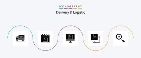 Lieferung und Logistik Glyph 5 Icon Pack inklusive Waren. Kasten. Planung. Versand. Logistik vektor