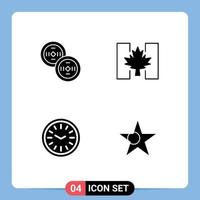 universelle Symbolsymbole Gruppe von 4 modernen soliden Glyphen von Münzen Zeitflagge Blattflagge editierbare Vektordesign-Elemente vektor