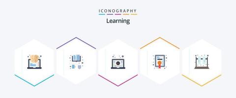 inlärning 25 platt ikon packa Inklusive labb. kemi. inlärning. prestation. tilldela vektor