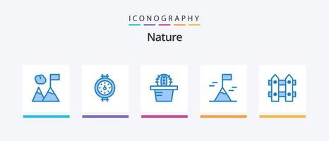 natur blå 5 ikon packa Inklusive . äventyr. natur. trädgård. kreativ ikoner design vektor