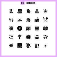 stock vektor ikon packa av 25 linje tecken och symboler för rymdskepp lansera karaktär monument chichen itza redigerbar vektor design element