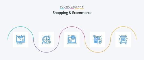 handla och e-handel blå 5 ikon packa Inklusive uppkopplad. låda. uppkopplad. frakt. leverans vektor