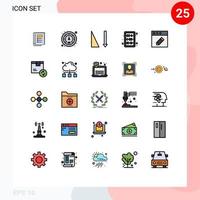 användare gränssnitt packa av 25 grundläggande fylld linje platt färger av låda redigera sortera app kunskap redigerbar vektor design element