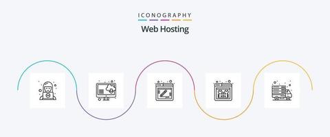 Webhosting Line 5 Icon Pack inklusive Übertragung. Internet. Kommentar. Reparatur. fehlen vektor