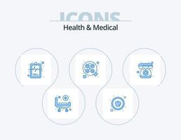 Gesundheit und Medizin blau Icon Pack 5 Icon Design. Telefon. Arzt auf Abruf. Krankenhaus Diagramm. chirurgisch. Betrieb vektor