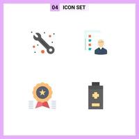Stock Vector Icon Pack mit 4 Zeilenzeichen und Symbolen für Kunden-Lebenslaufprofil Mitarbeiterleistung editierbare Vektordesign-Elemente