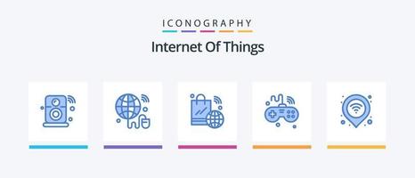 internet av saker blå 5 ikon packa Inklusive saker. internet. värld. spel. iot. kreativ ikoner design vektor