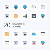 20 multimedia platt Färg ikon packa tycka om mapp mac mapp app app vektor